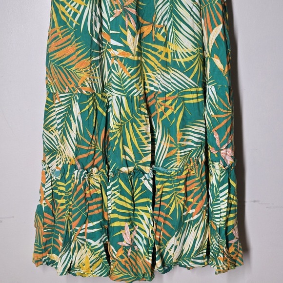 Tropical Leaf Print Maxi Dress Size S Vacation Travel Summer Hawaiian - Picture 3 of 7